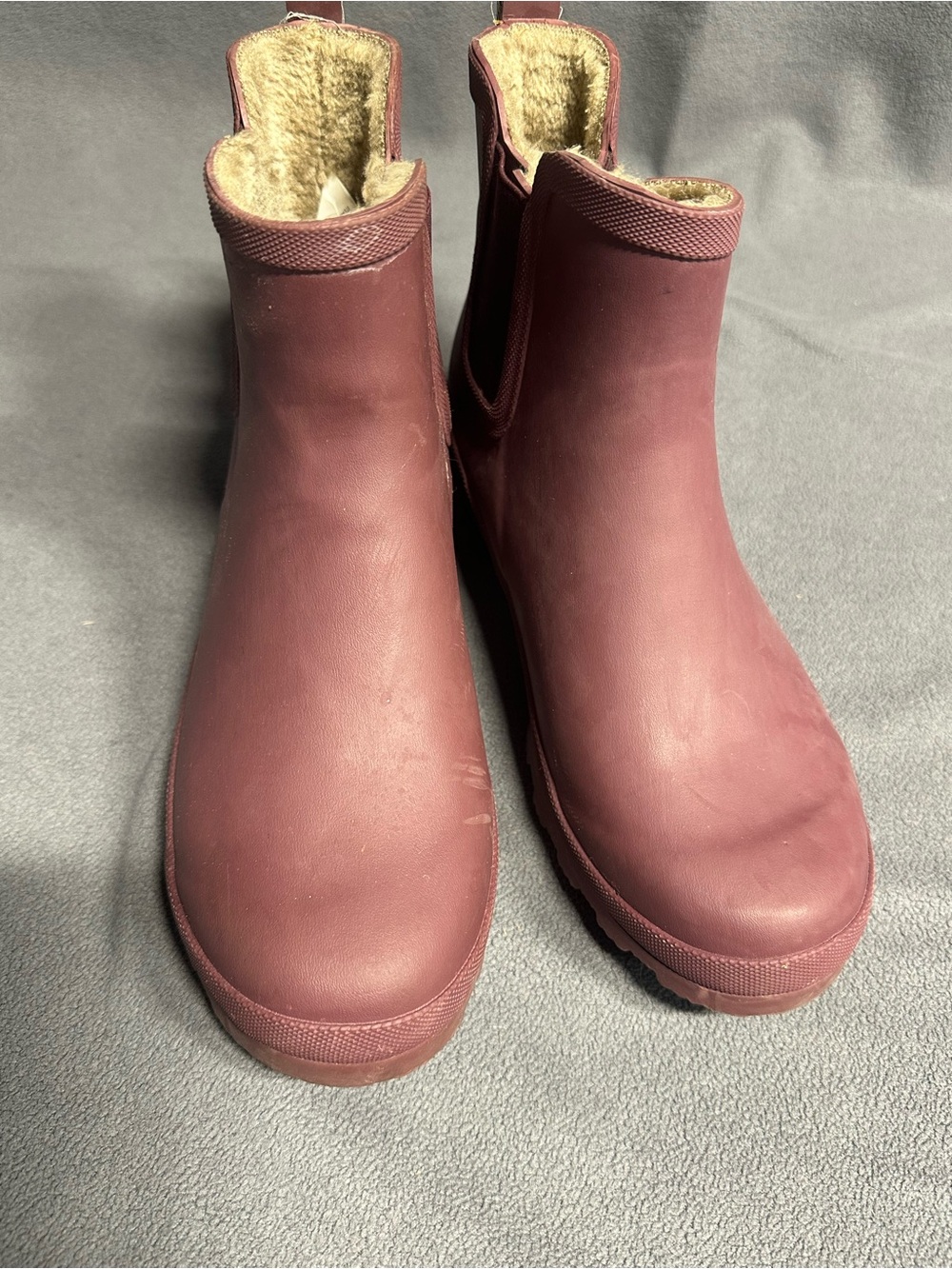 Serra Wine Burgundy Chelsea Ankle Boots with Faux Shearling